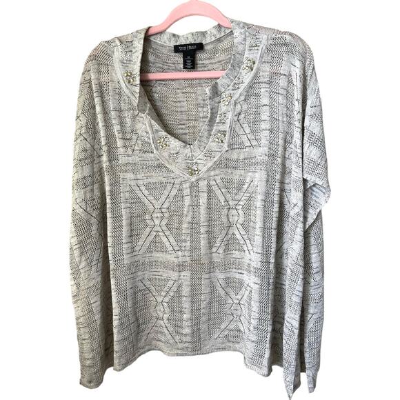 WHBM gold silver sheer crochet knit short sleeve poncho sweater XS - Picture 1 of 6